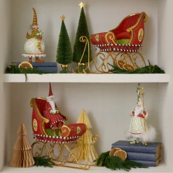 Patience Brewster Dash Away Sitting Santa & Sleigh Figure Set