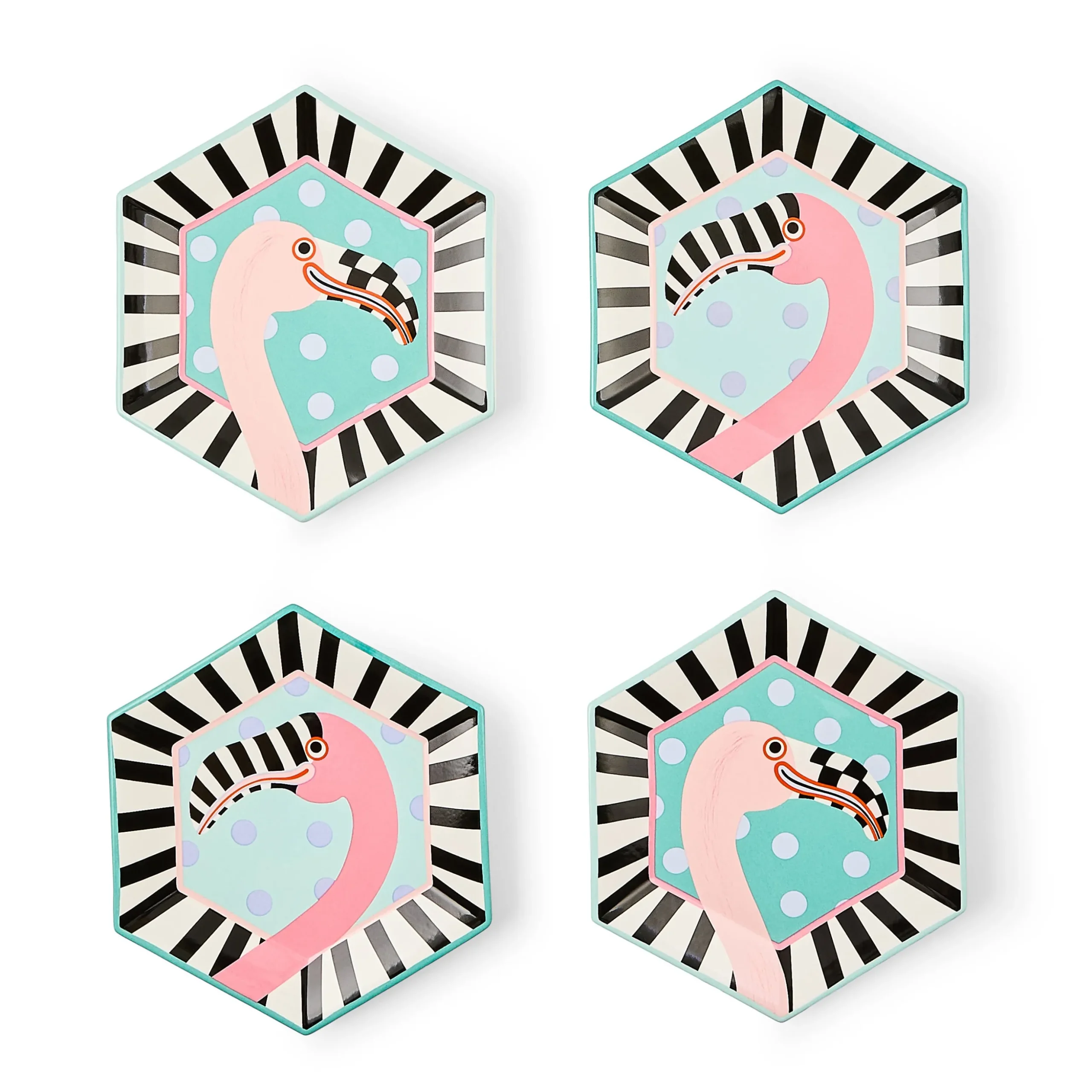 Patience Brewster Flamingo Dessert Plates, Set of 4