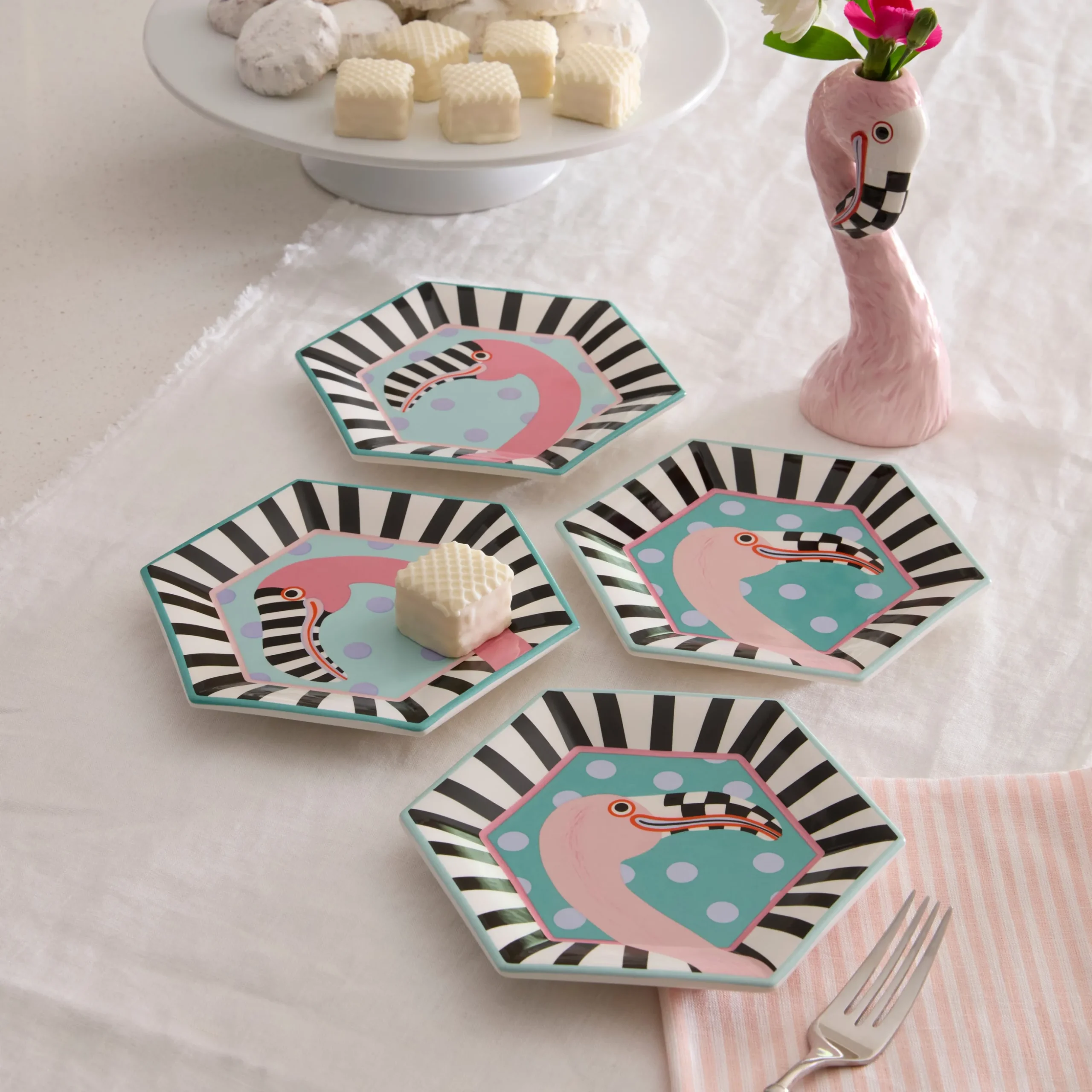 Patience Brewster Flamingo Dessert Plates, Set of 4