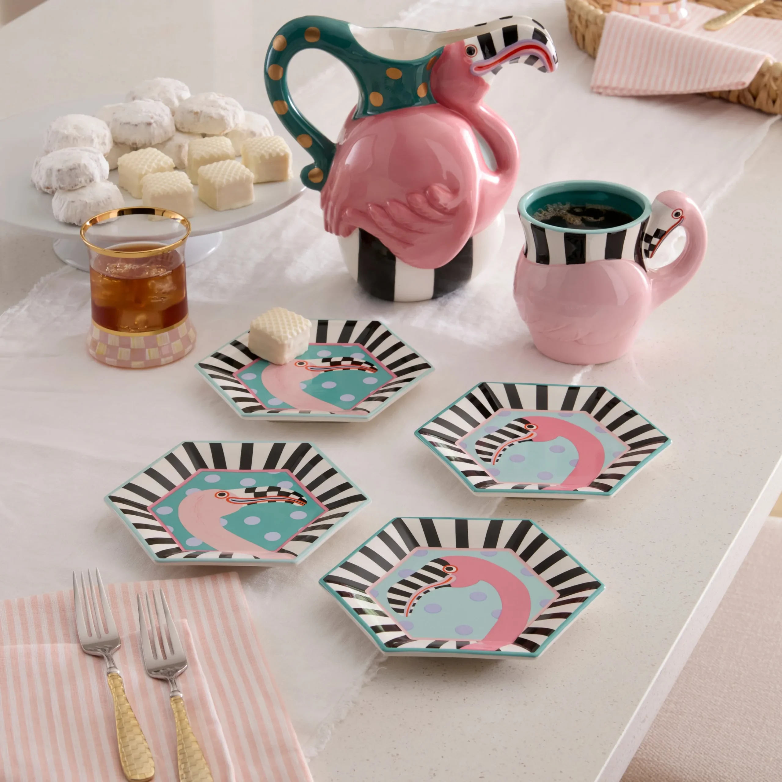 Patience Brewster Flamingo Dessert Plates, Set of 4
