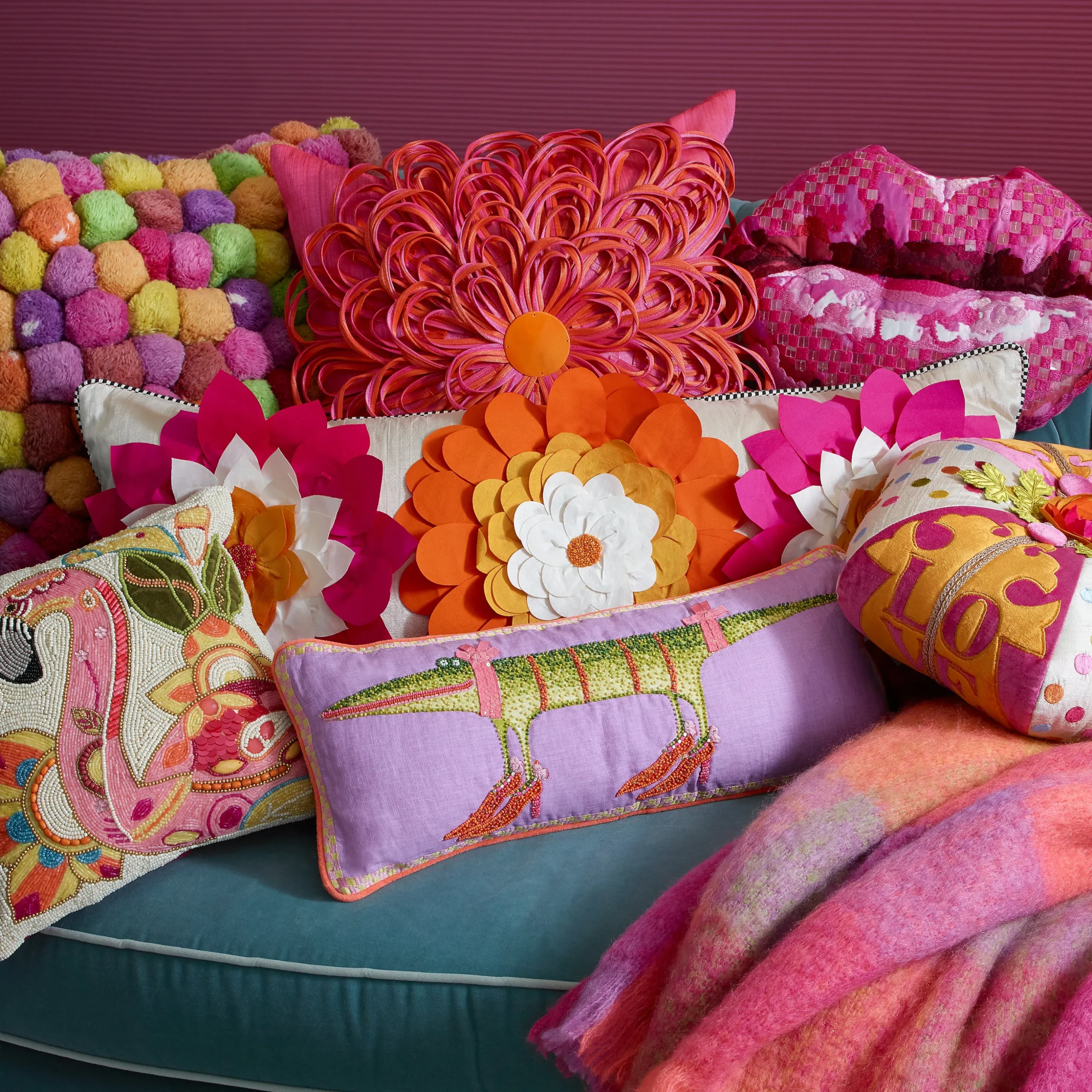 Patience Brewster Gloria Alligator Lumbar Pillow
