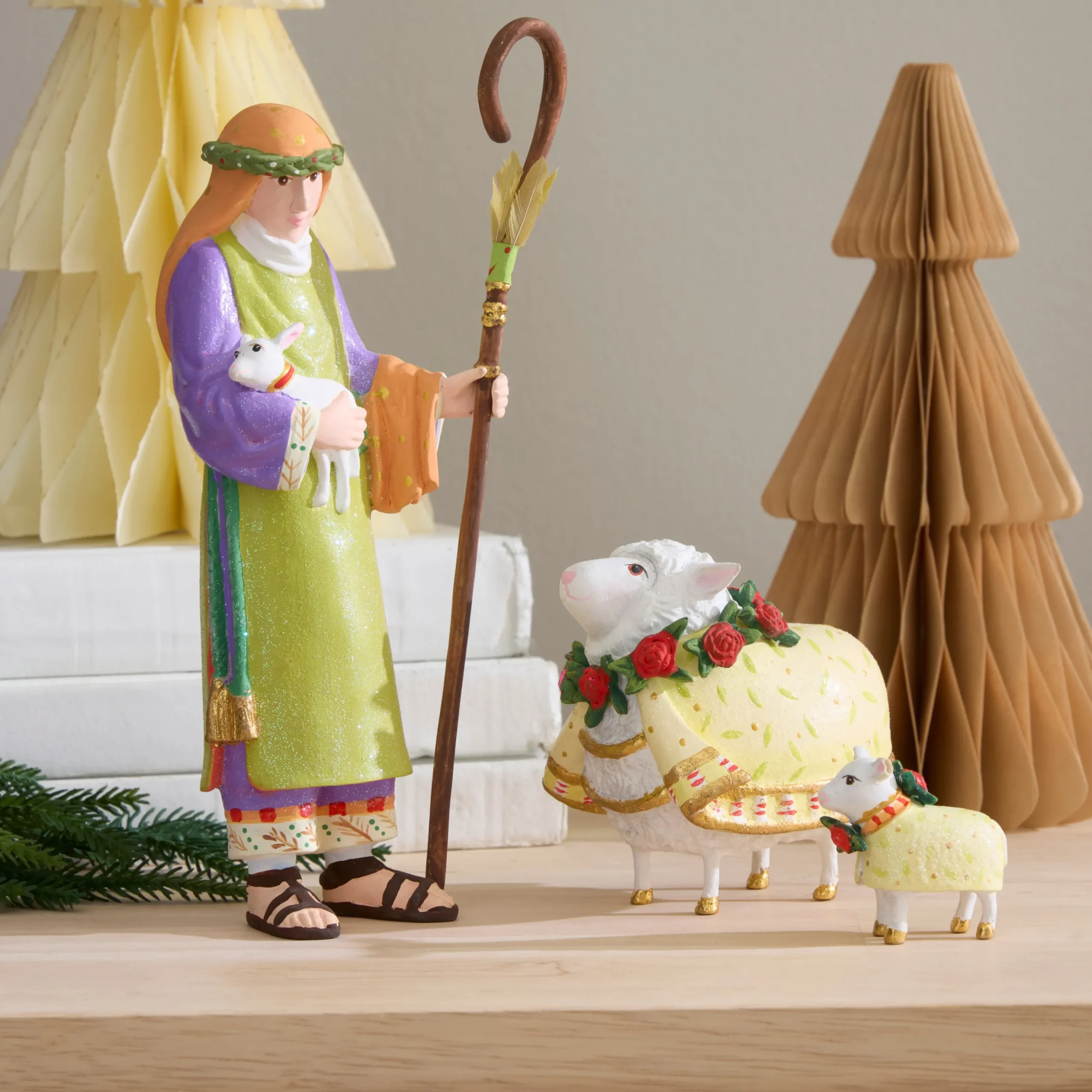 Patience Brewster Nativity Shepherd & Sheep Figures