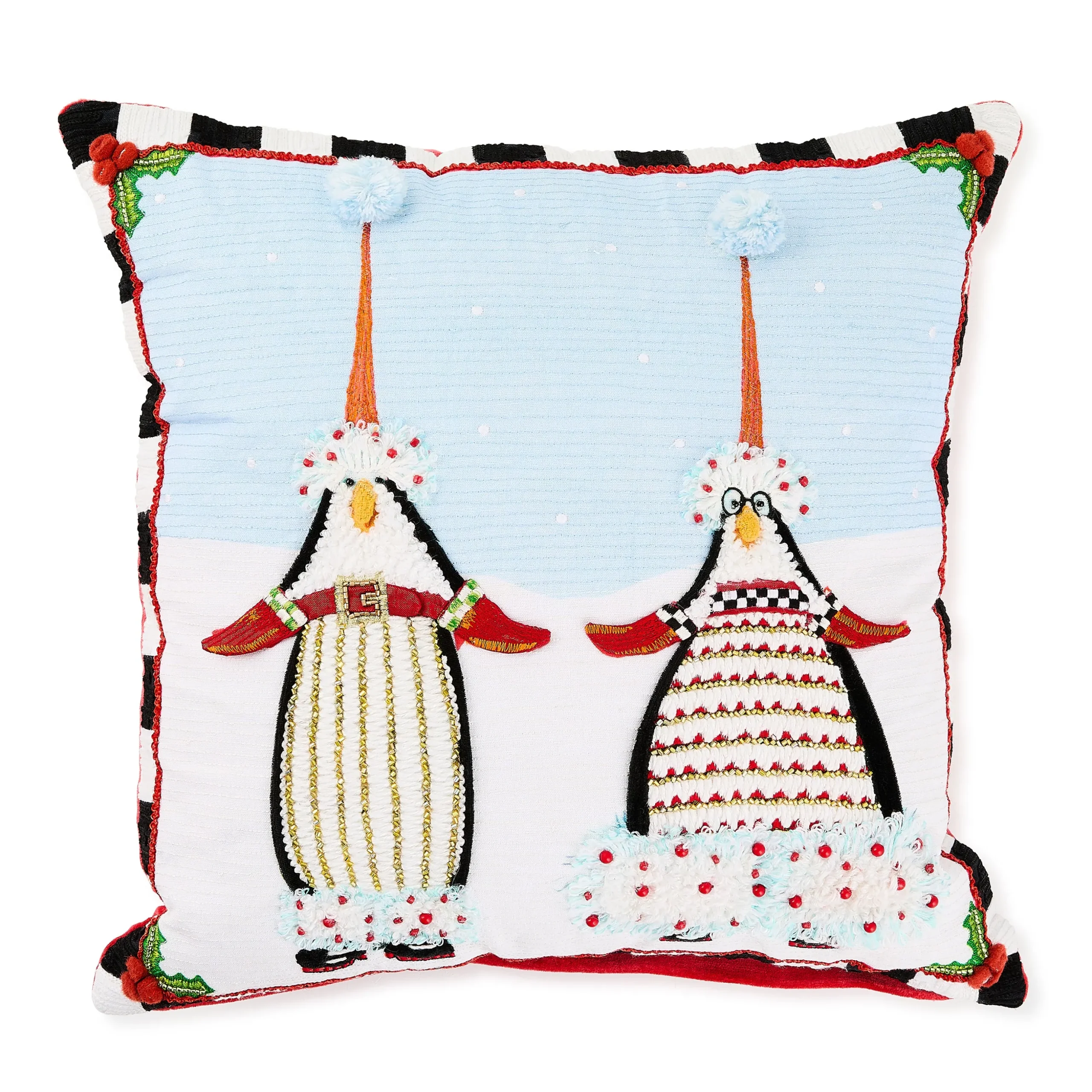 Patience Brewster Santa Penguins Throw Pillow