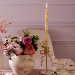 Pink Bow Dinner Candles, Set of 2