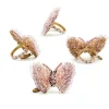 Pink Butterfly Hill Napkin Rings, Set of 4