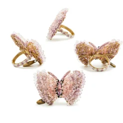 Pink Butterfly Hill Napkin Rings, Set of 4
