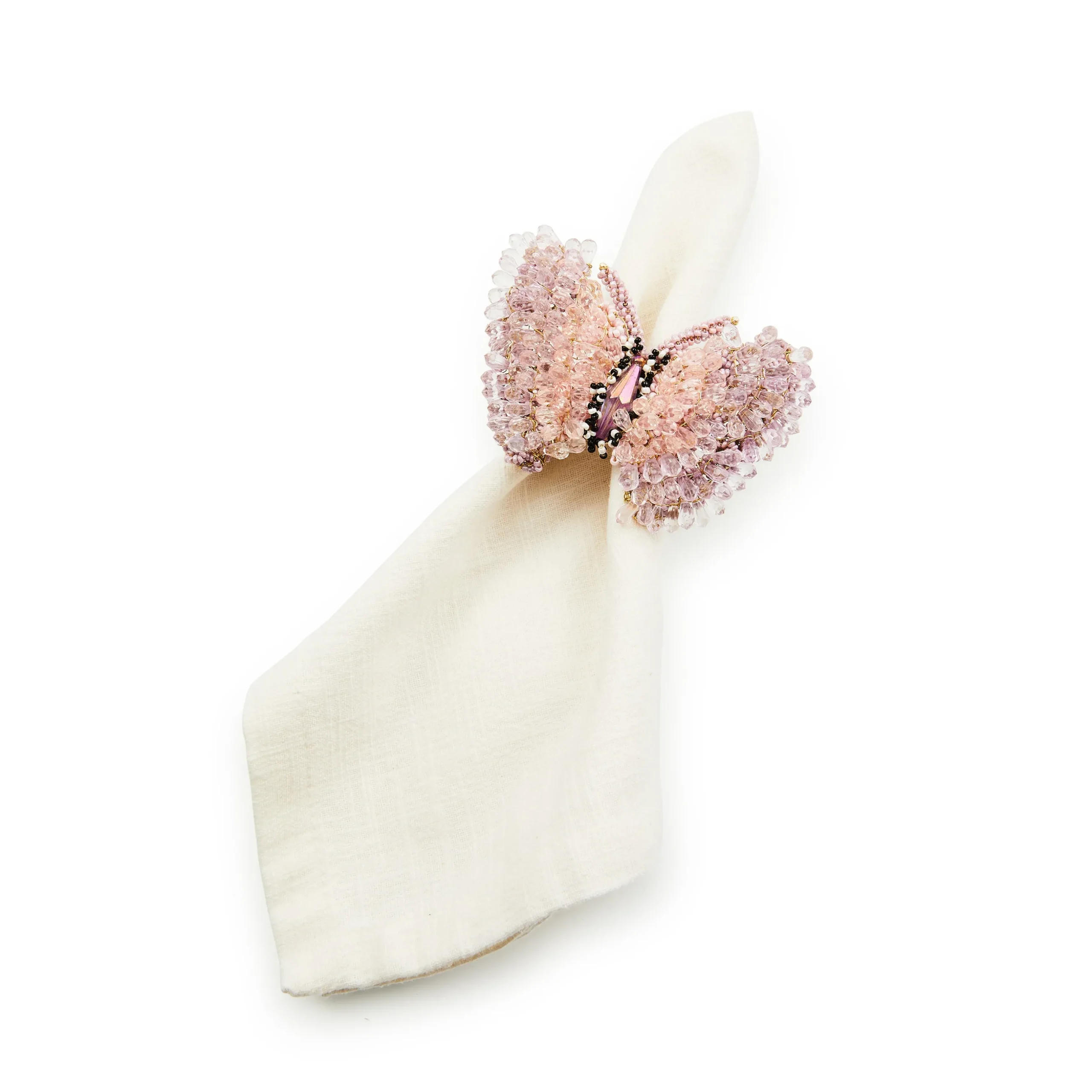 Pink Butterfly Hill Napkin Rings, Set of 4