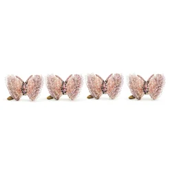 Pink Butterfly Hill Napkin Rings, Set of 4