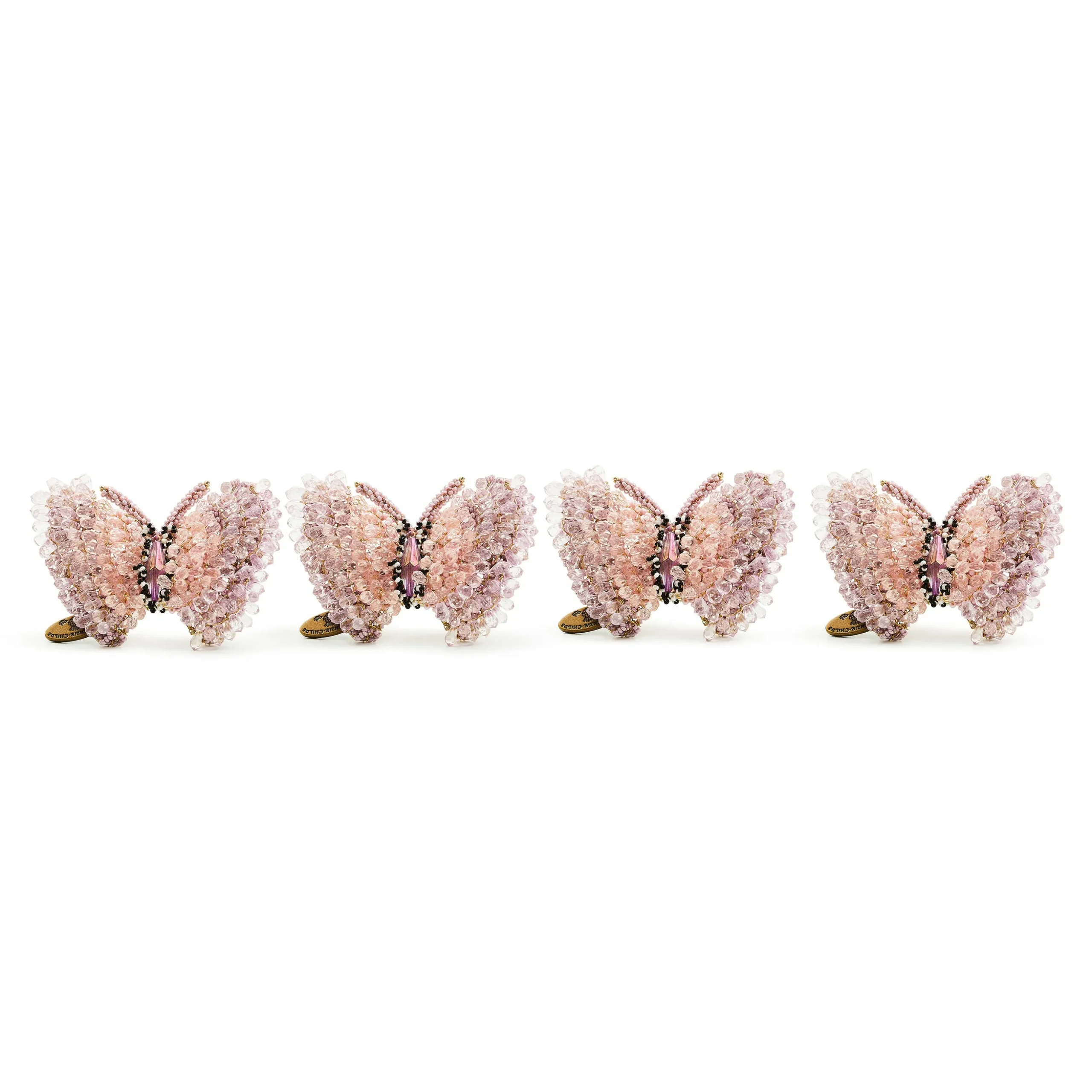 Pink Butterfly Hill Napkin Rings, Set of 4