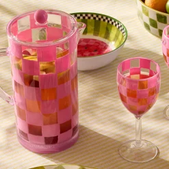 Pink Check Acrylic Pitcher