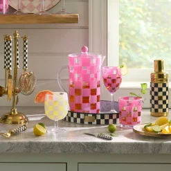 Pink Check Acrylic Pitcher