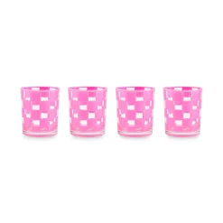 Pink Check Acrylic Tumblers, Set of 4