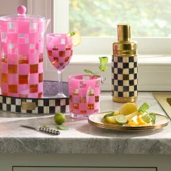 Pink Check Acrylic Tumblers, Set of 4