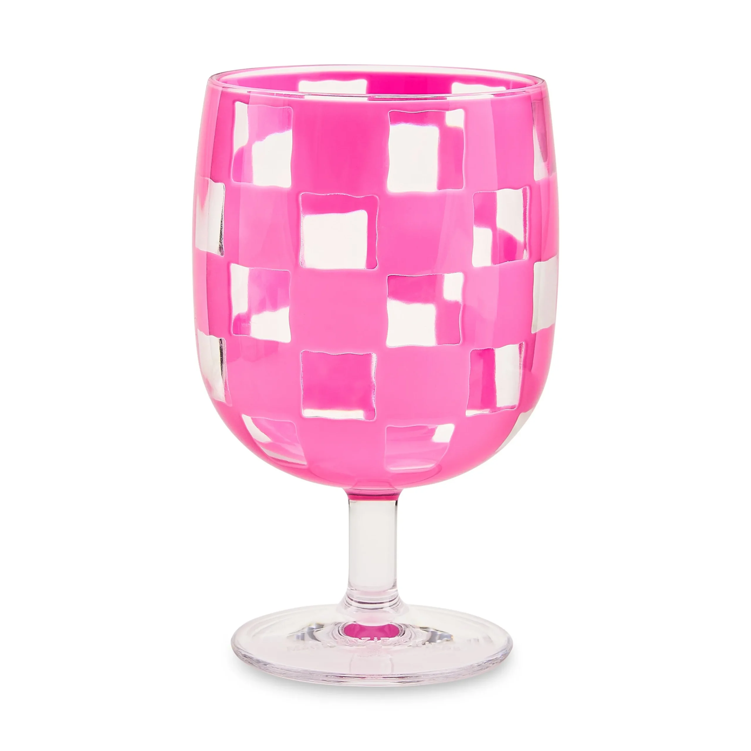 Pink Check Acrylic Water Goblets, Set of 4