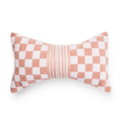 Pink Check Bow Throw Pillow
