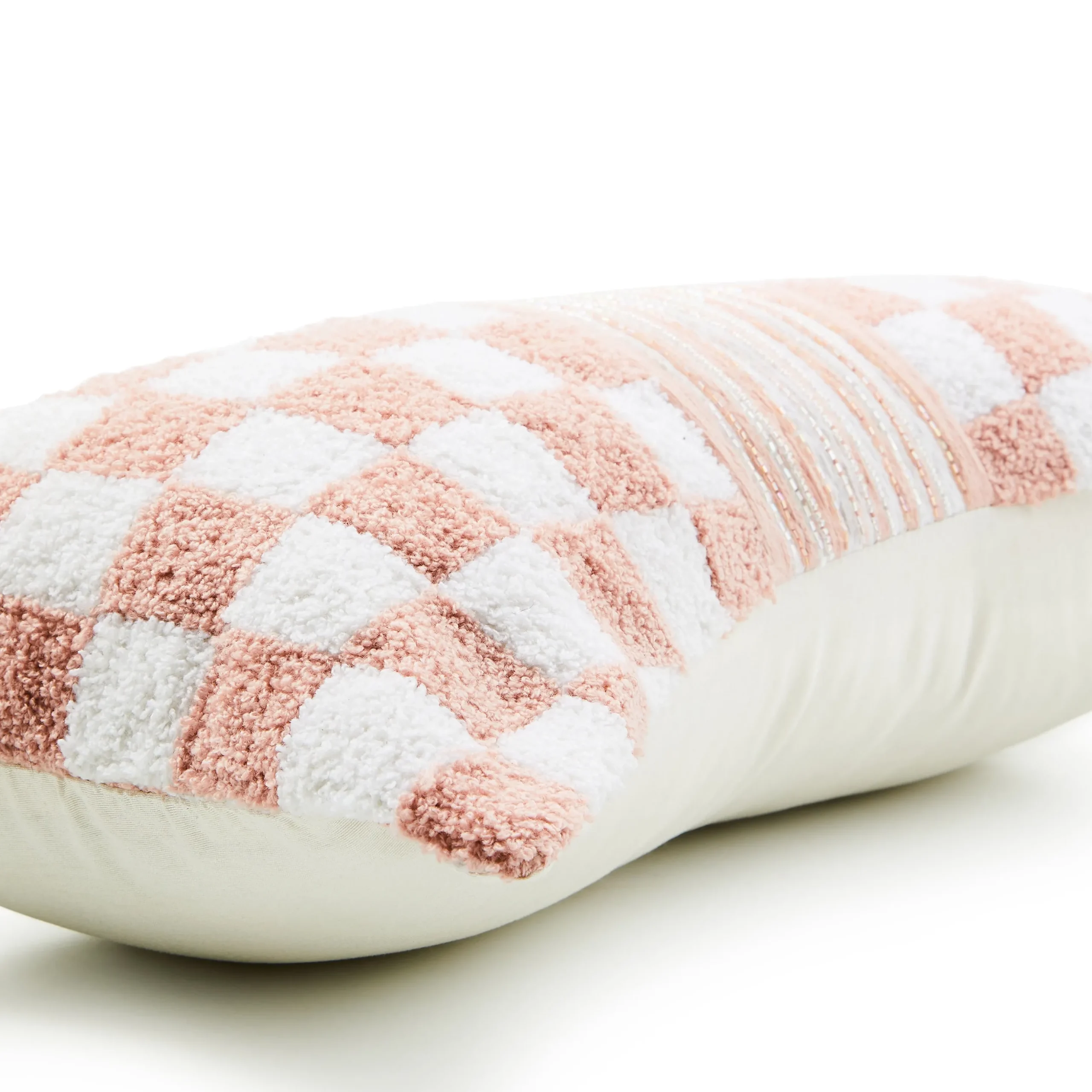 Pink Check Bow Throw Pillow