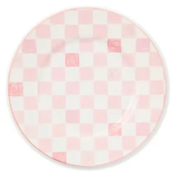 Pink Check Dinner Plate