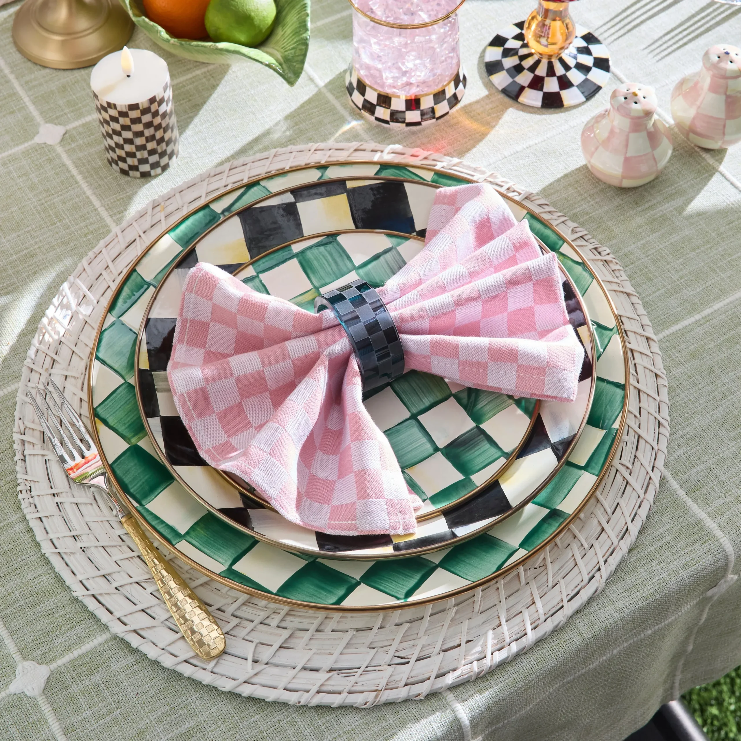 Pink Check Napkin, Set of 4