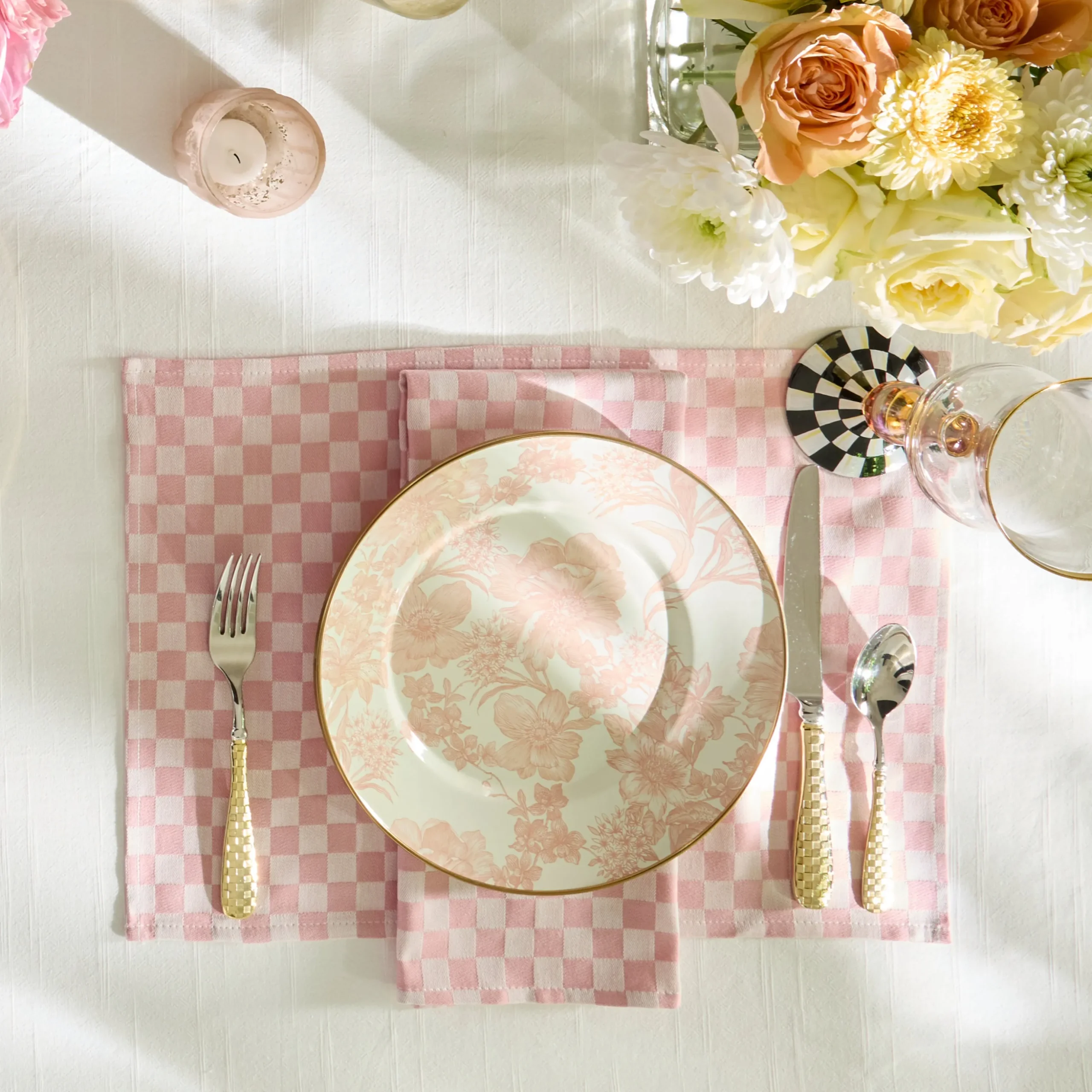 Pink Check Placemat, Set of 4