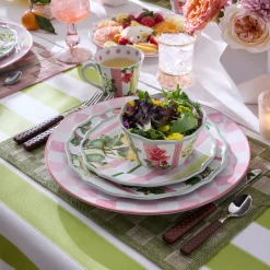 Pink Check Round Platter