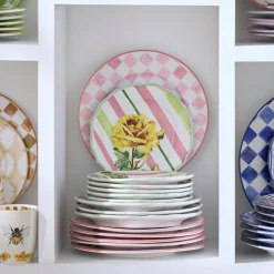 Pink Check Round Platter
