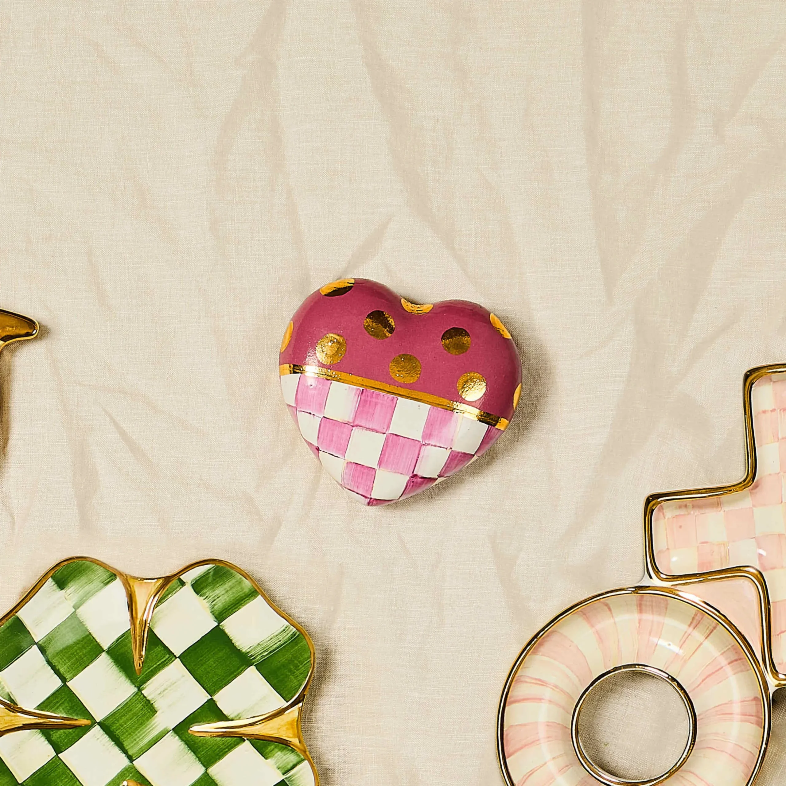 Pink Dotty Heart Ceramic Decor