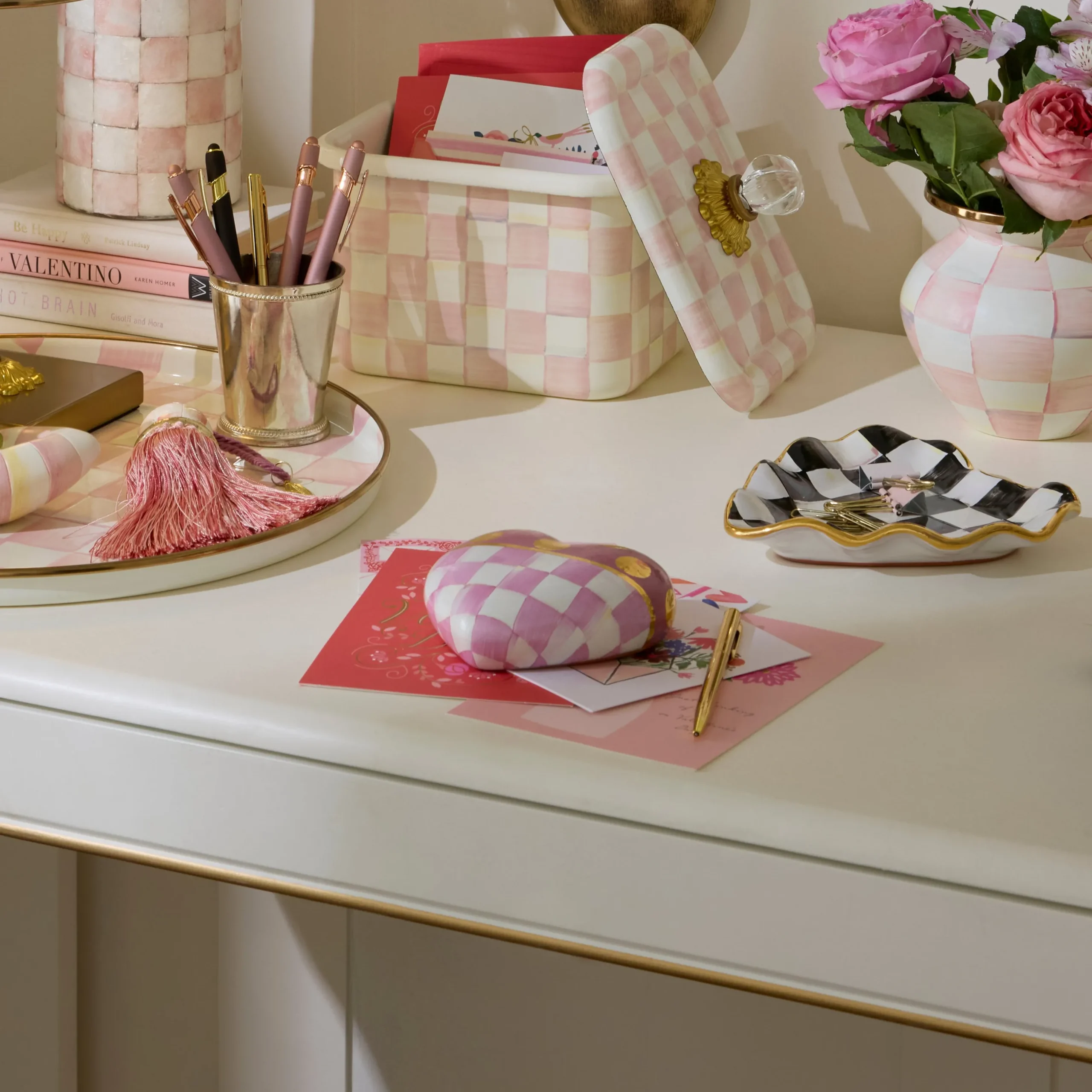 Pink Dotty Heart Ceramic Decor