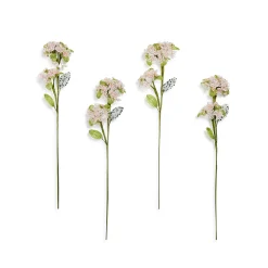Pink Hydrangea Beaded Flower Stem, Set of 4