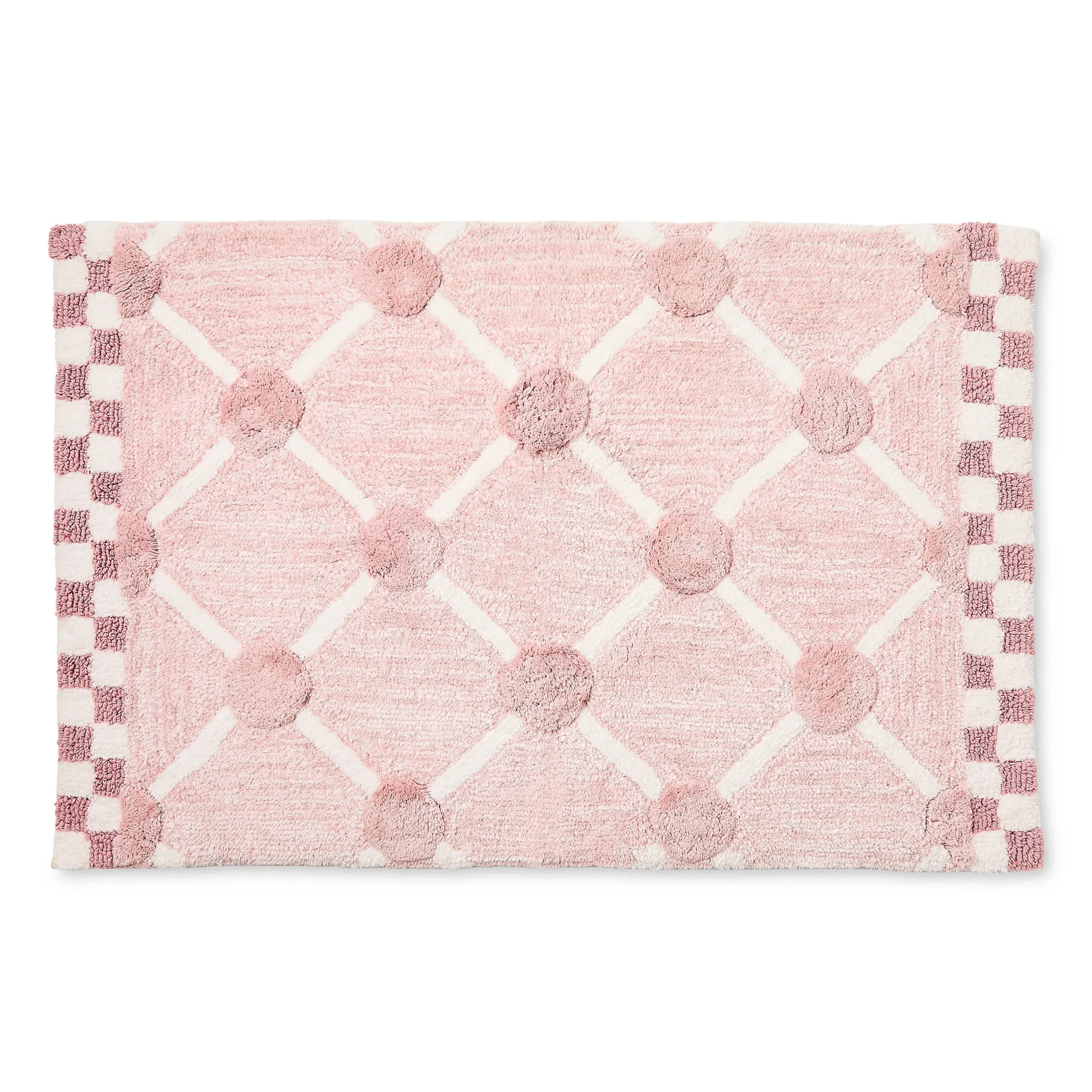 Pink Lattice & Dot Bath Rug