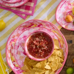 Pink Marble Check Melamine Large Platter