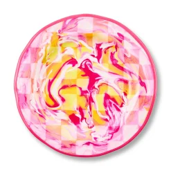 Pink Marble Check Melamine Salad Plates, Set of 4