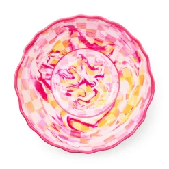 Pink Marble Check Melamine Serving Bowl