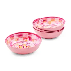 Pink Marble Check Melamine Small Bowls, Set of 4