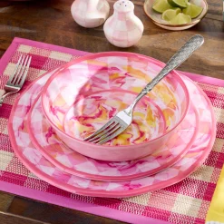 Pink Marble Check Melamine Small Bowls, Set of 4