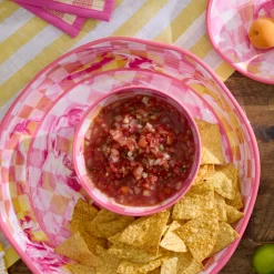 Pink Marble Check Melamine Small Bowls, Set of 4
