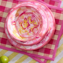 Pink Marble Check Melamine Small Bowls, Set of 4