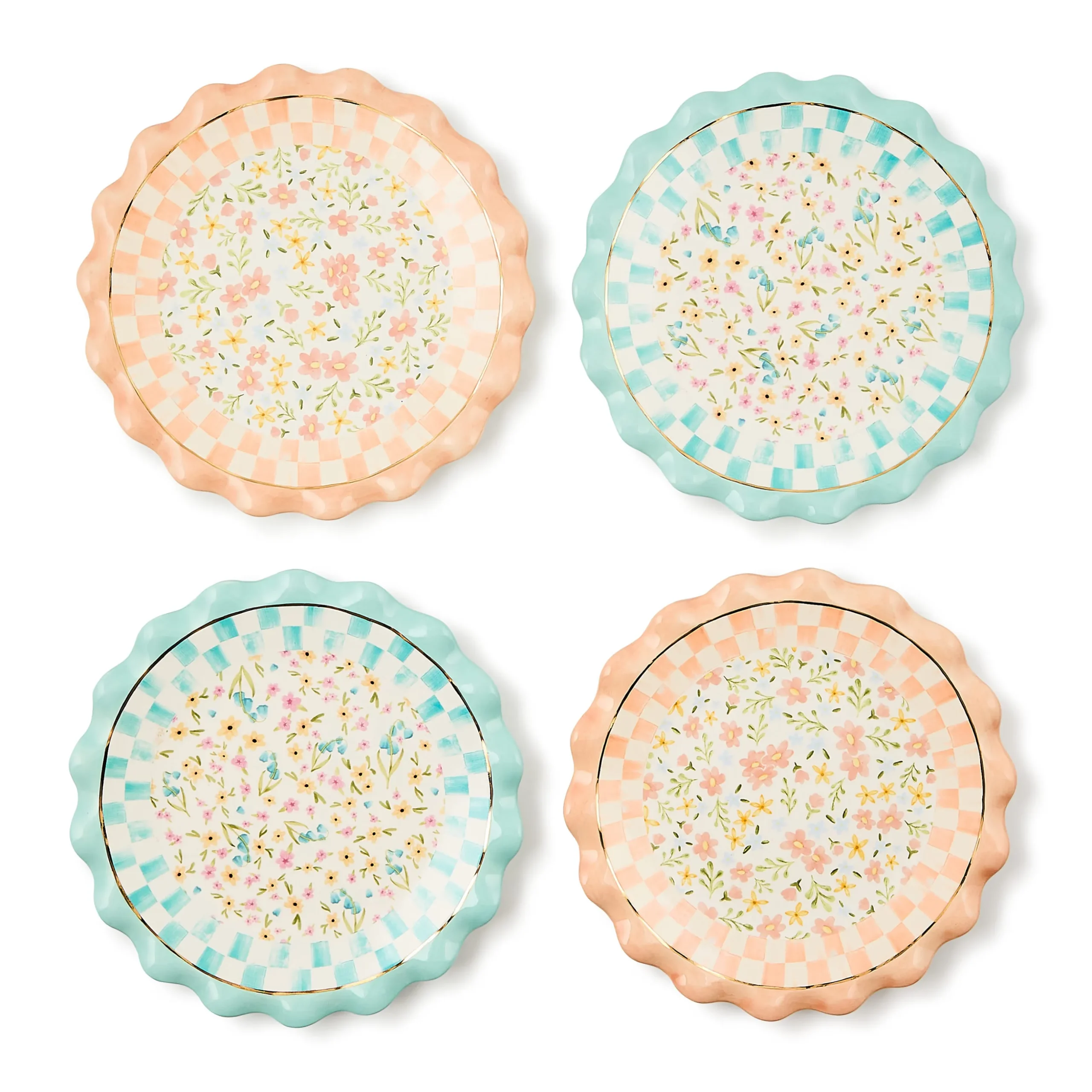 Posie Patch Ceramic Dessert Plates, Set of 4