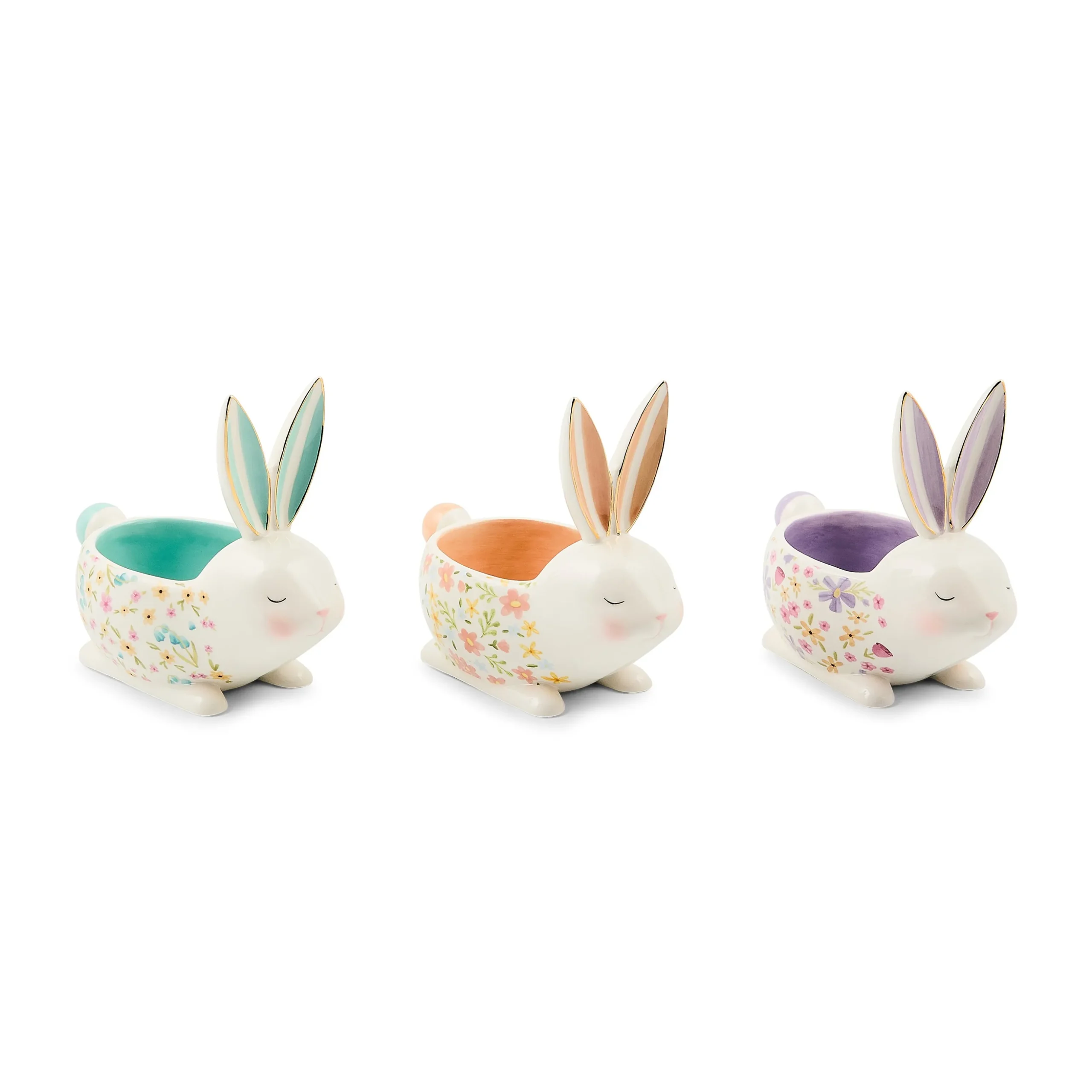 Posie Patch Ceramic Rabbit Candy Dishes, Set of 3