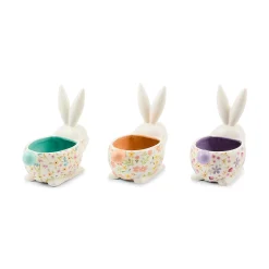 Posie Patch Ceramic Rabbit Candy Dishes, Set of 3