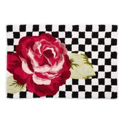 Rose and Check Bath Rug