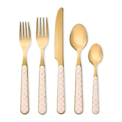 Rosy Check Bistro Flatware 5 Piece Place Setting