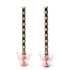 Rosy Check Butterfly Candle Holders, Set of 2