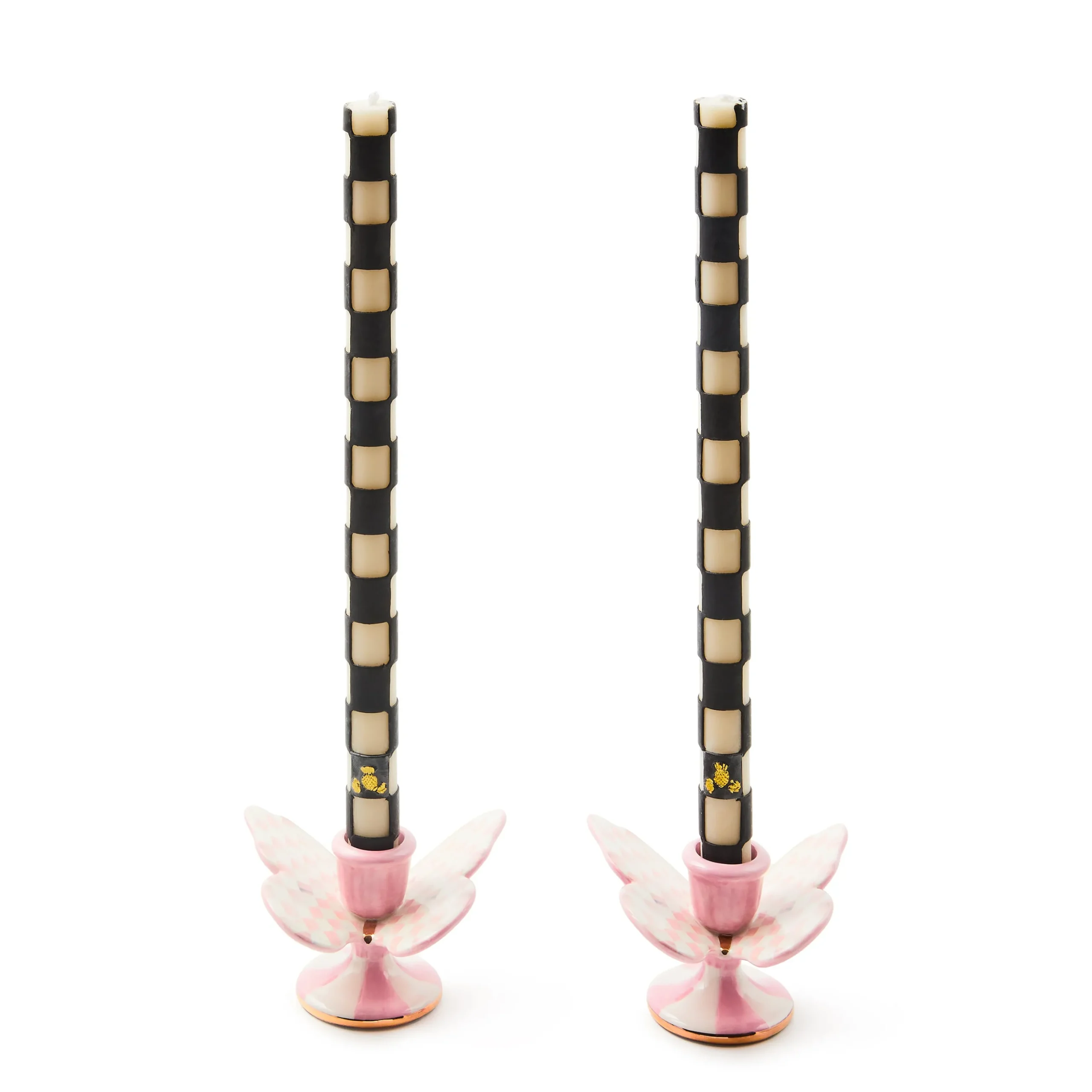 Rosy Check Butterfly Candle Holders, Set of 2