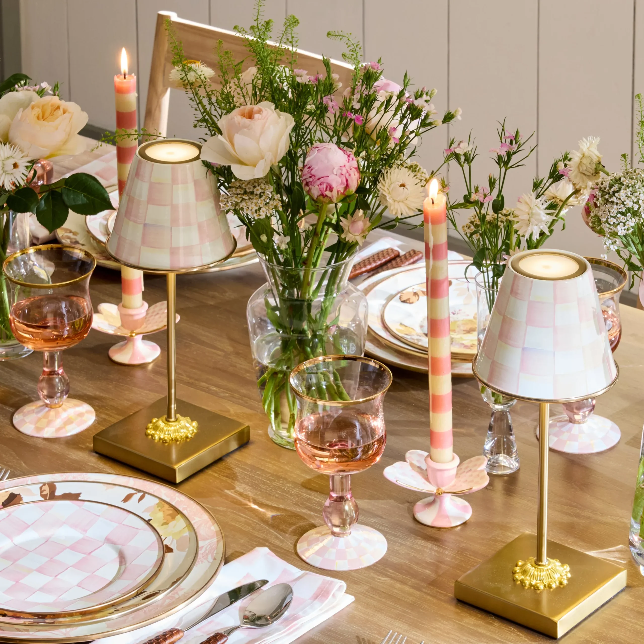 Rosy Check Butterfly Candle Holders, Set of 2