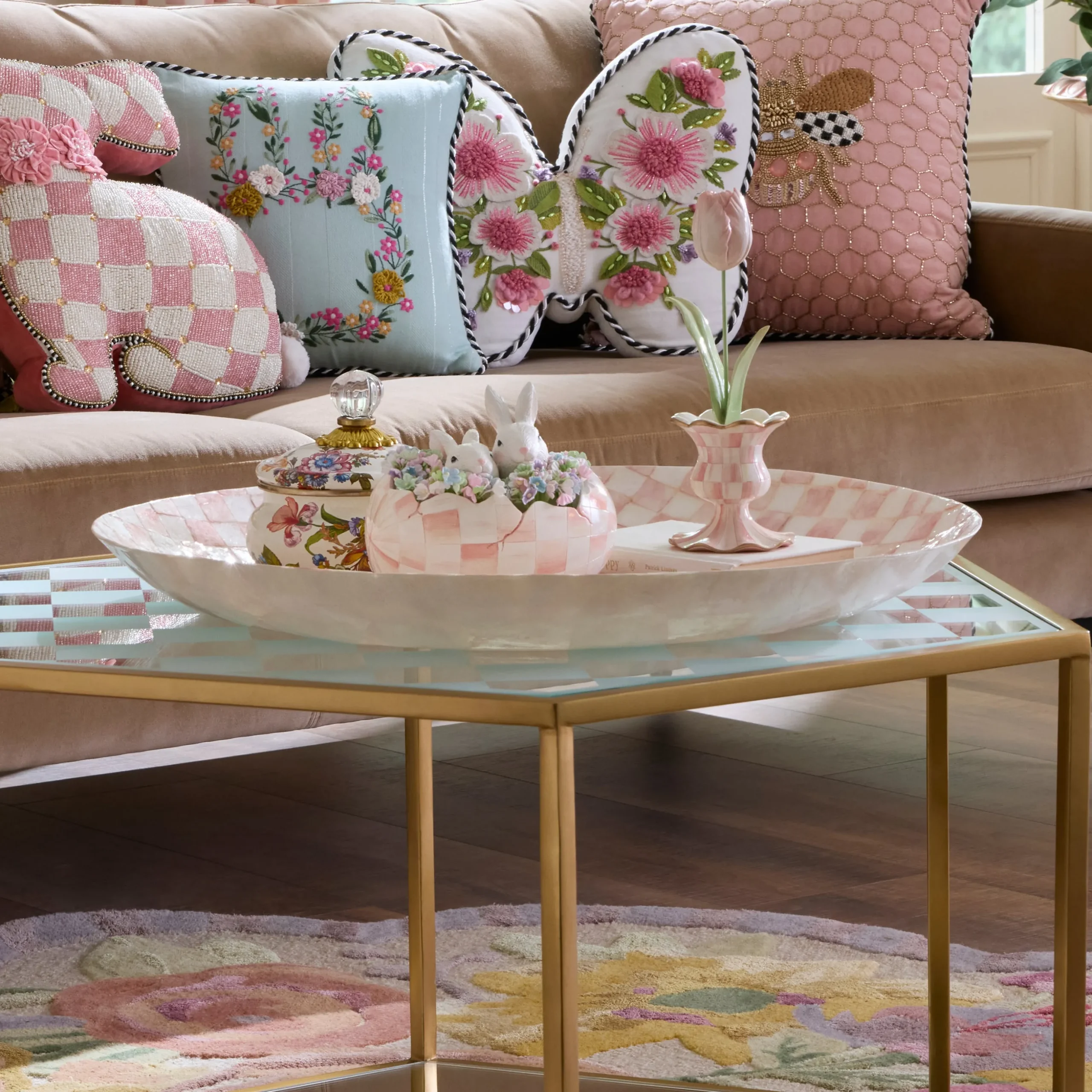 Rosy Check Capiz Decorative Bowl