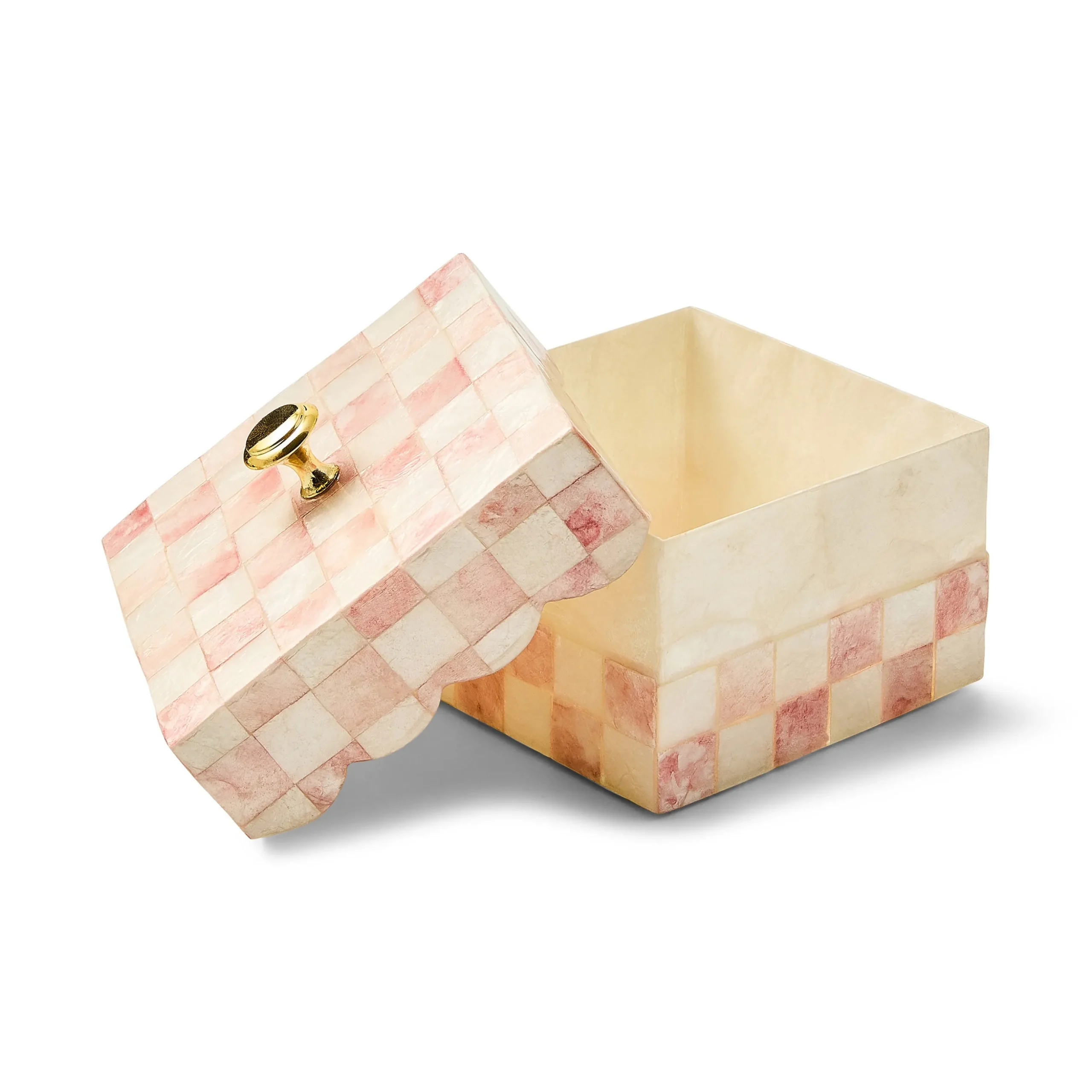 Rosy Check Capiz Scalloped Box