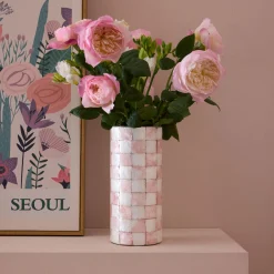 Rosy Check Capiz Small Vase