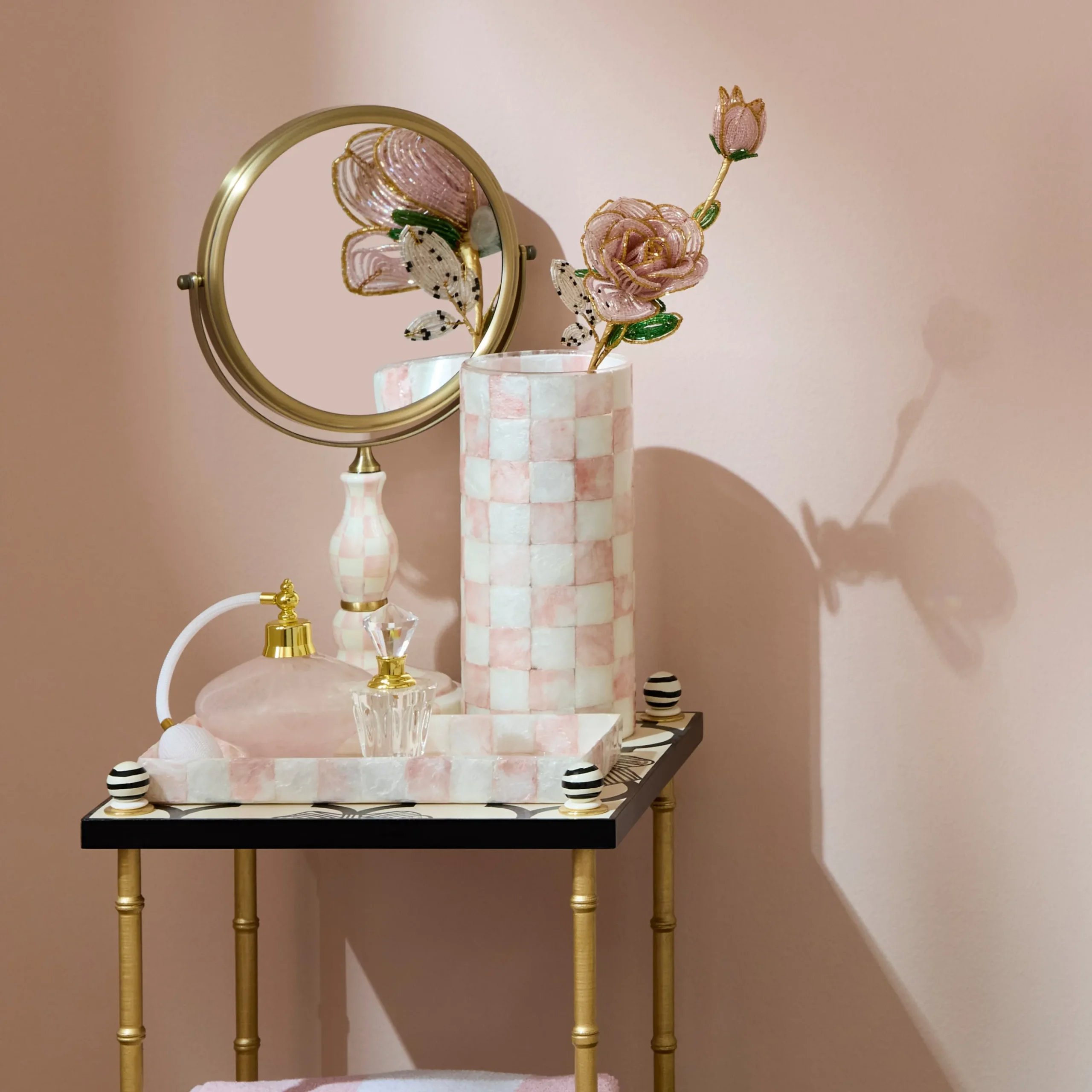 Rosy Check Capiz Small Vase