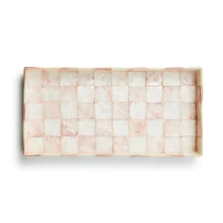 Rosy Check Capiz Vanity Tray