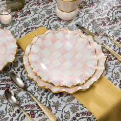 Rosy Check Ceramic Fluted Dinner Plate